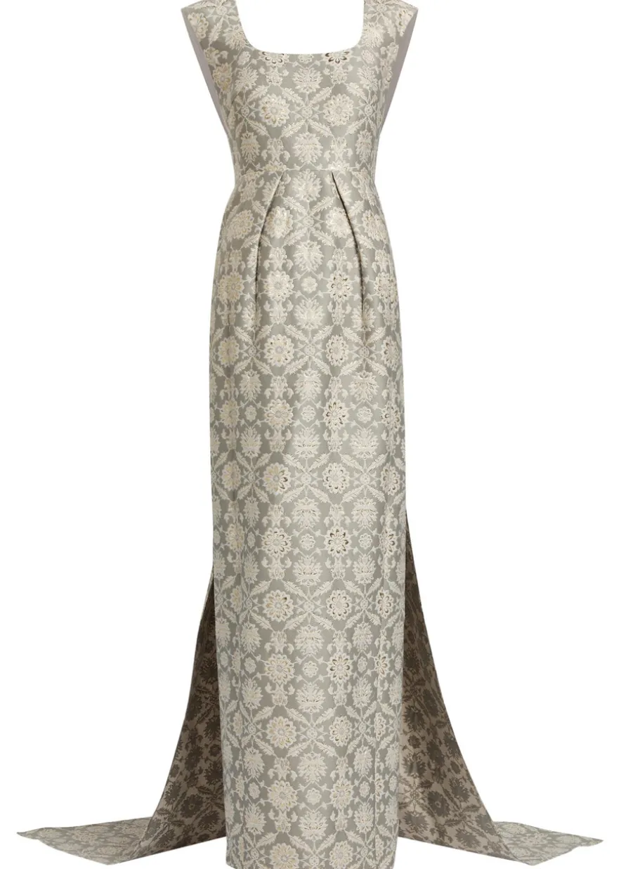 Patsy floral-jacquard cotton-blend gown