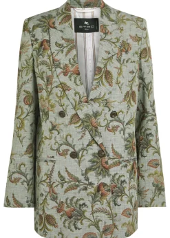 Patterned double-breasted woven blazer