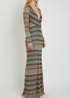 Patterned fine-knit maxi dress