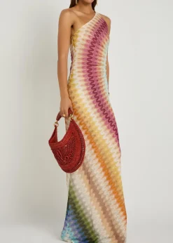 Patterned fine-knit maxi dress