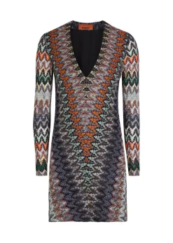 Patterned fine-knit mini dress