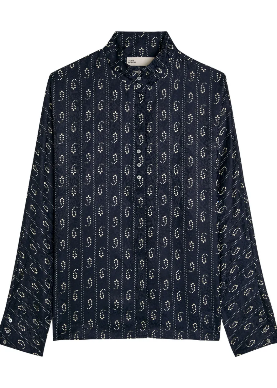 Patterned-jacquard satin shirt