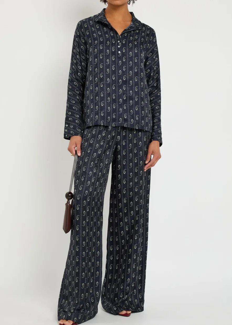 Patterned-jacquard satin shirt
