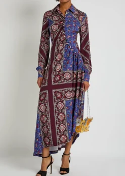 Patterned jersey midi shirt dress