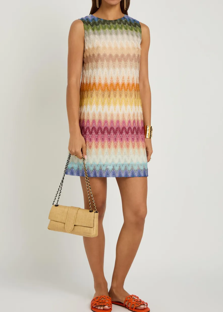 Patterned lace mini dress