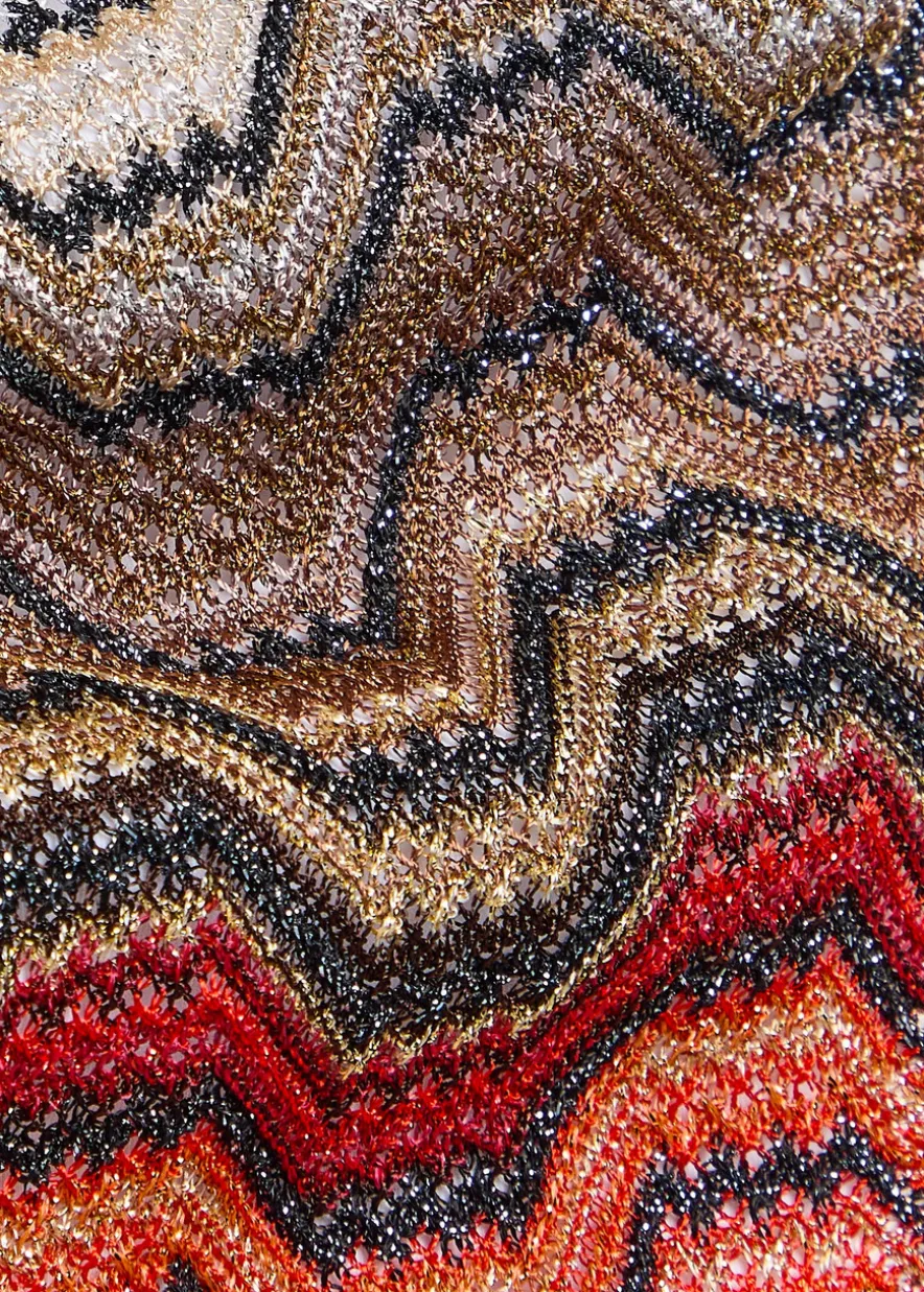 Patterned metallic-knit bikini