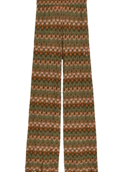 Patterned open-knit cotton-blend trousers