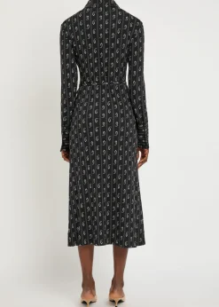Patterned stretch-jersey midi shirt dress