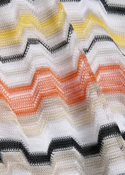 Patterned V-neck fine-knit swimsuit
