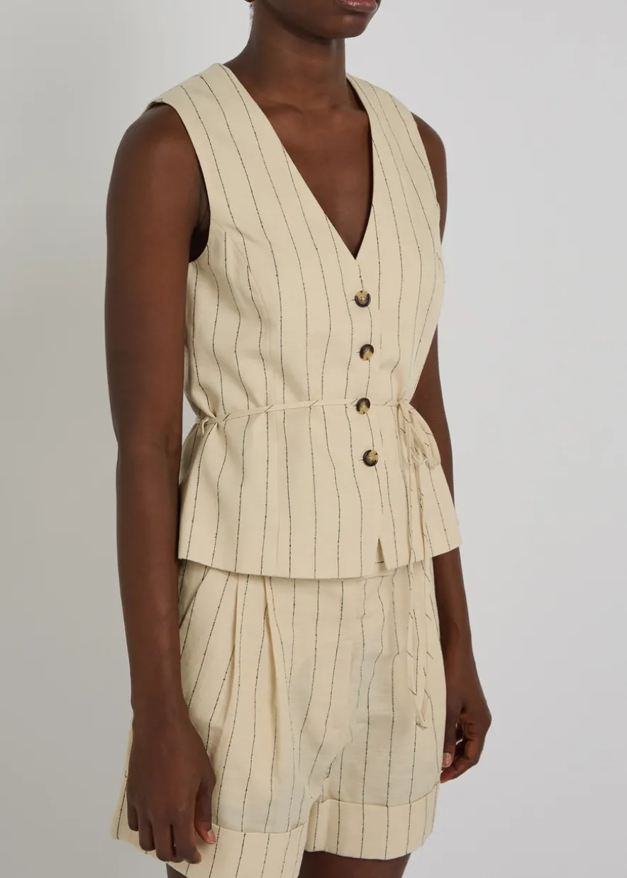 Paulette pinstriped woven vest