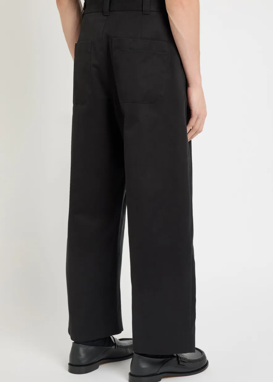 Peached pleated wide-leg cotton-twill trousers