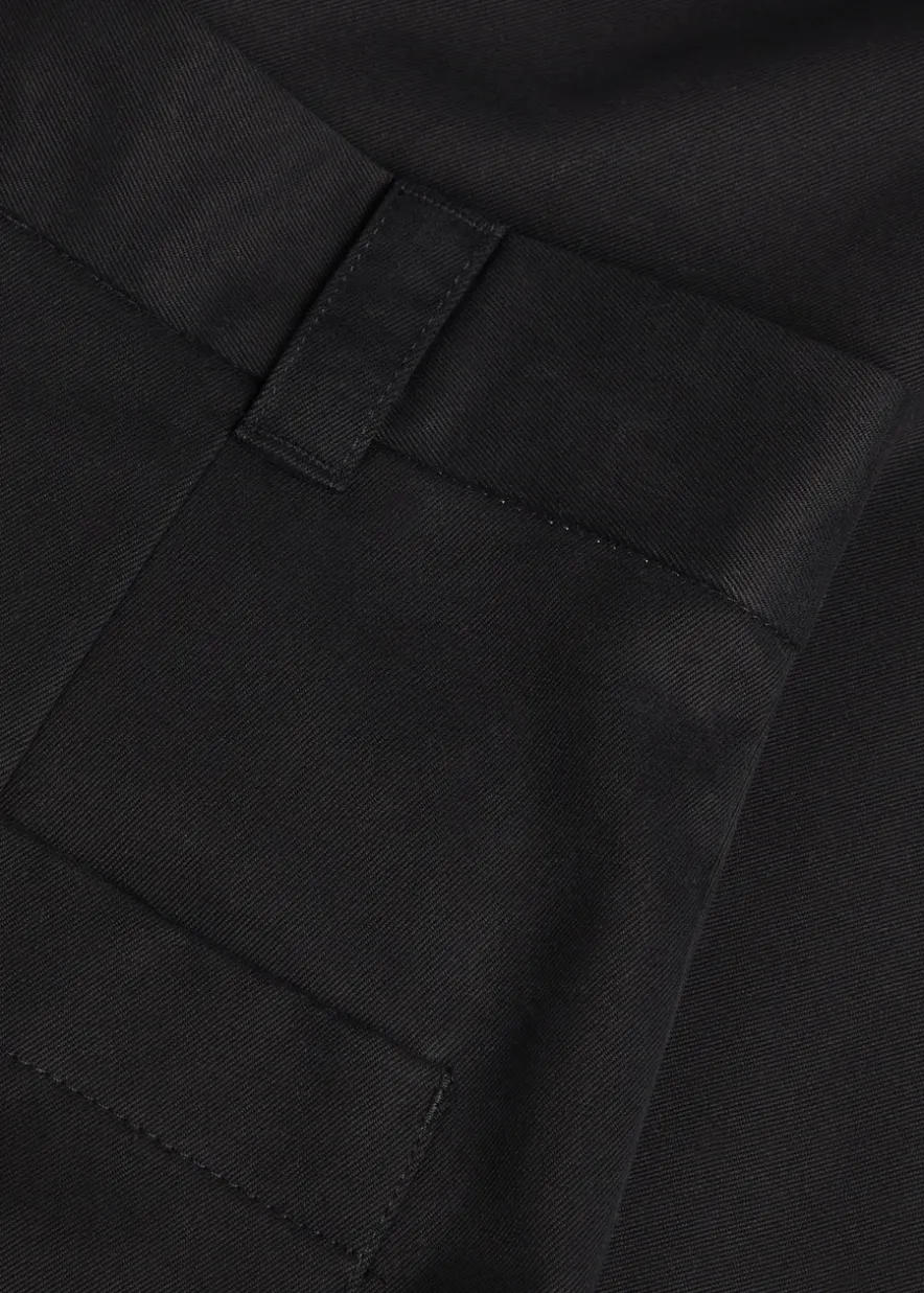 Peached pleated wide-leg cotton-twill trousers