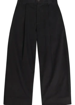 Peached pleated wide-leg cotton-twill trousers