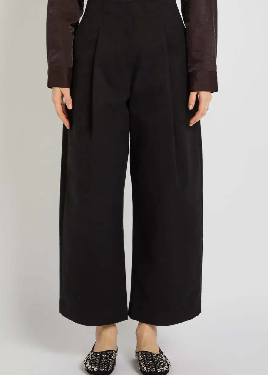 Peached wide-leg cotton-twill trousers
