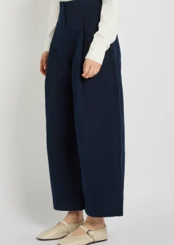 Peached wide-leg cotton-twill trousers