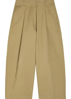 Peached wide-leg cotton-twill trousers