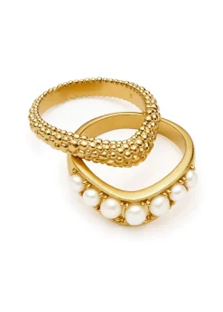 Pearl Baya 18kt gold-plated stacking ring set