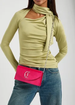 Pearlescent patent leather clutch