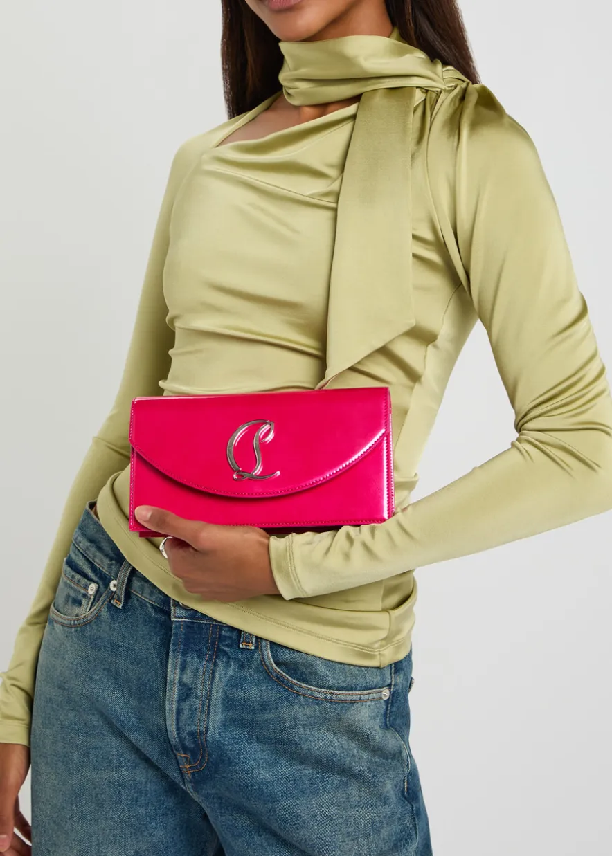 Pearlescent patent leather clutch