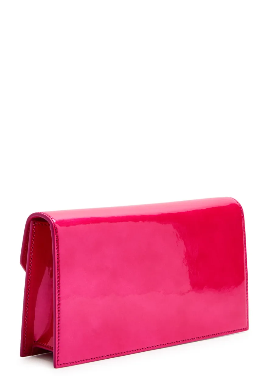 Pearlescent patent leather clutch