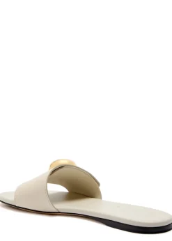 Pebble logo leather sliders
