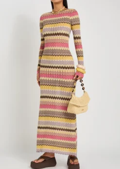 Pedro chevron metallic-knit maxi dress