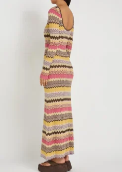 Pedro chevron metallic-knit maxi dress