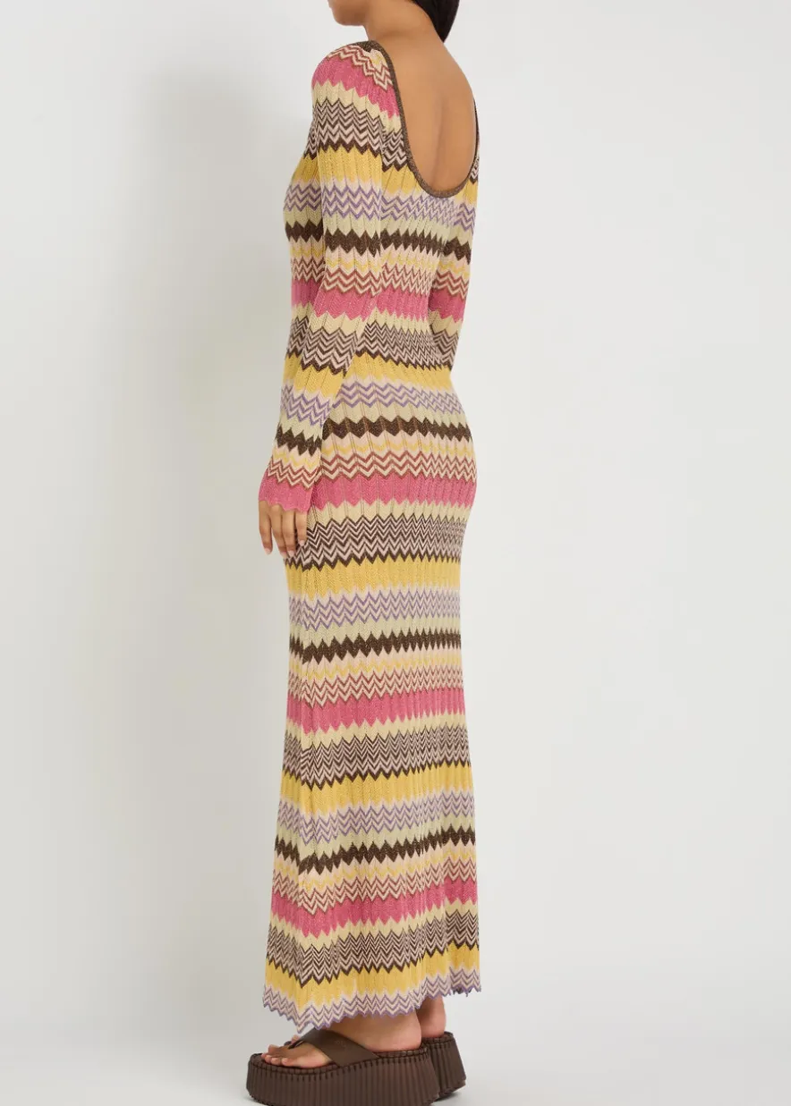 Pedro chevron metallic-knit maxi dress