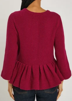 Peplum cashmere cardigan