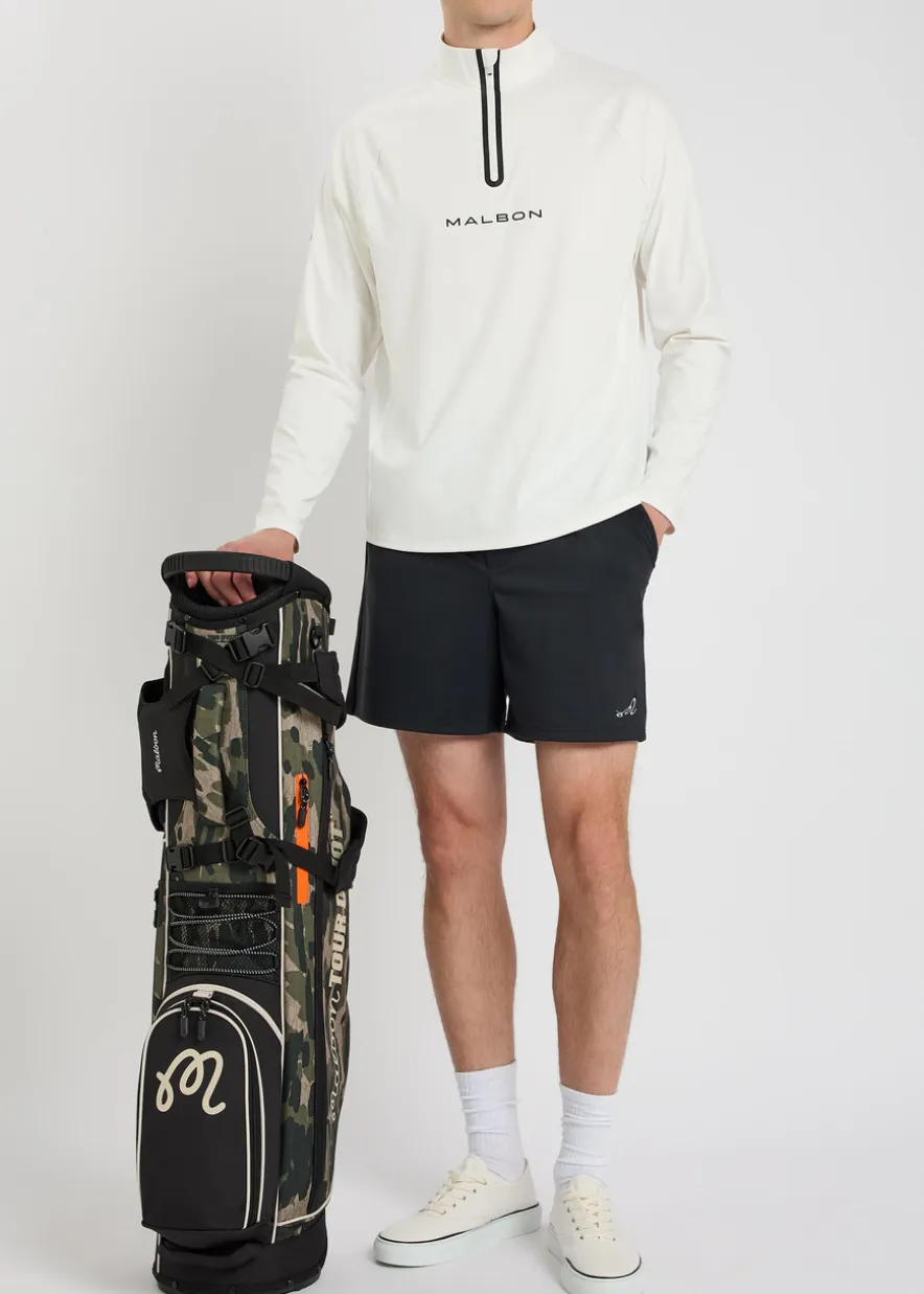 Performance logo half-zip stretch-jersey top