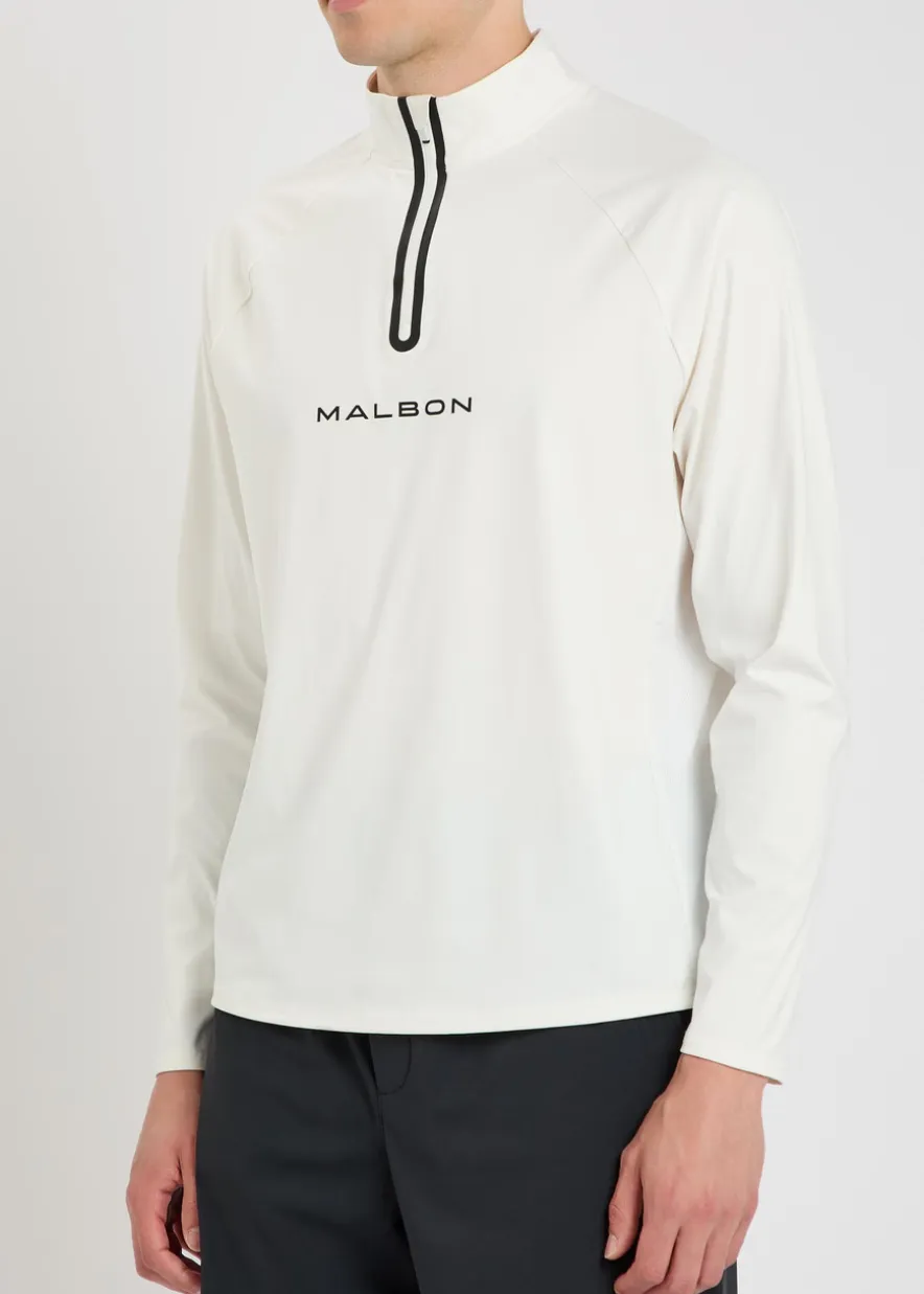 Performance logo half-zip stretch-jersey top
