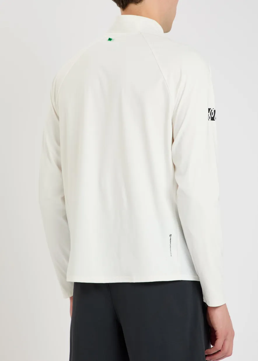 Performance logo half-zip stretch-jersey top