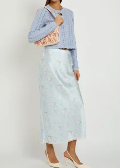 Peridot cropped pointelle-knit cardigan