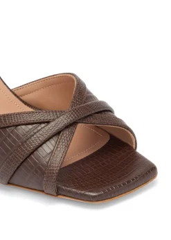 Perla 70 embossed leather heeled sandals