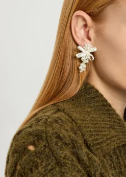 Petite Bow faux pearl-embellished earrings