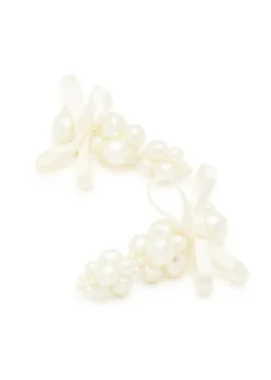 Petite Bow faux pearl-embellished earrings