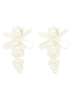 Petite Bow faux pearl-embellished earrings