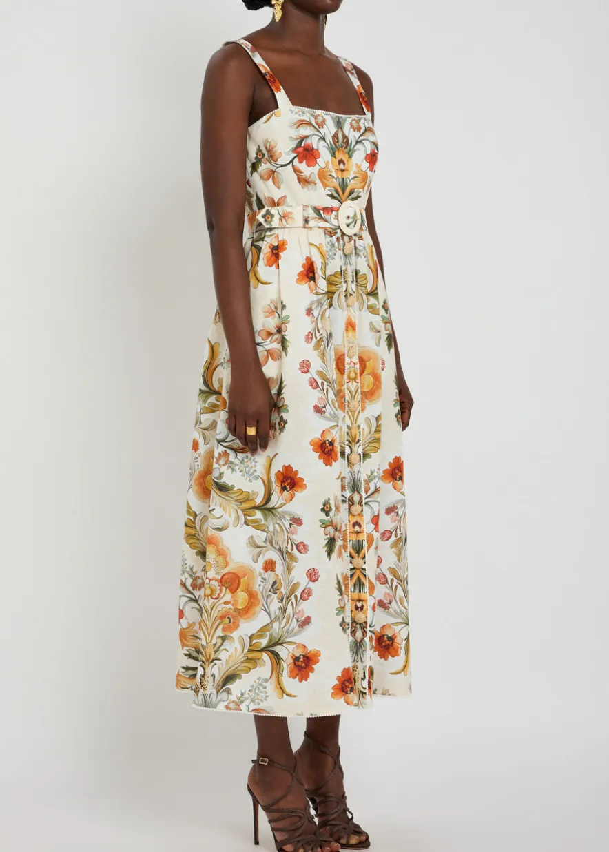 Petra floral-print linen and cotton-blend midi dress