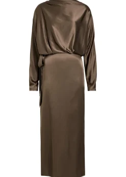 Phoebe draped stretch-silk dress