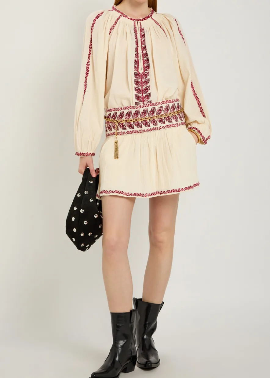 Picadilia embroidered cotton mini skirt