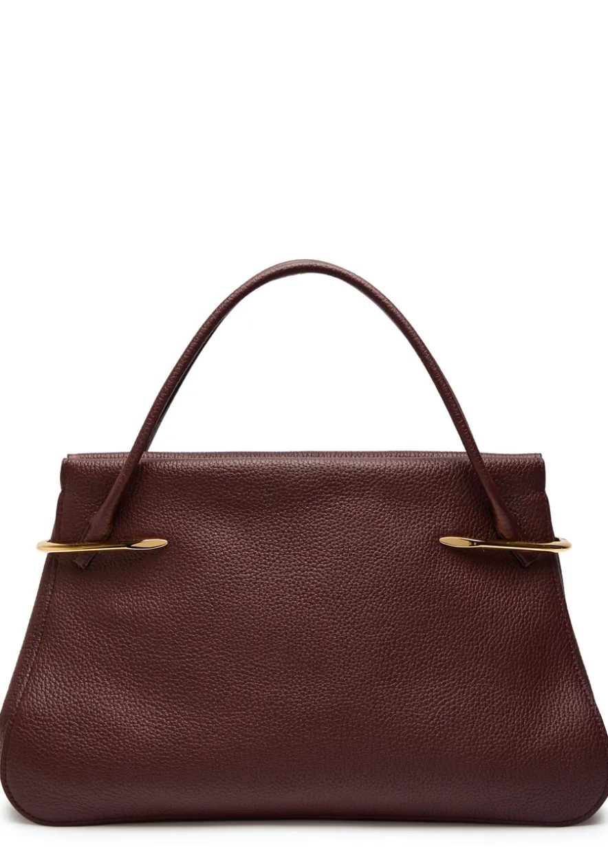 Pinch large grained leather top handle handle bag