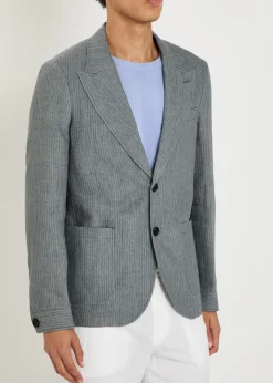 Pinstripe cotton-blend blazer