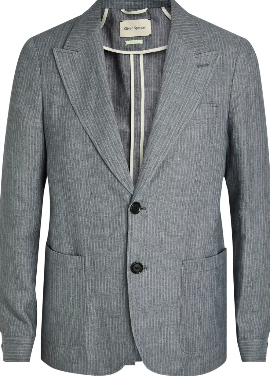 Pinstripe cotton-blend blazer