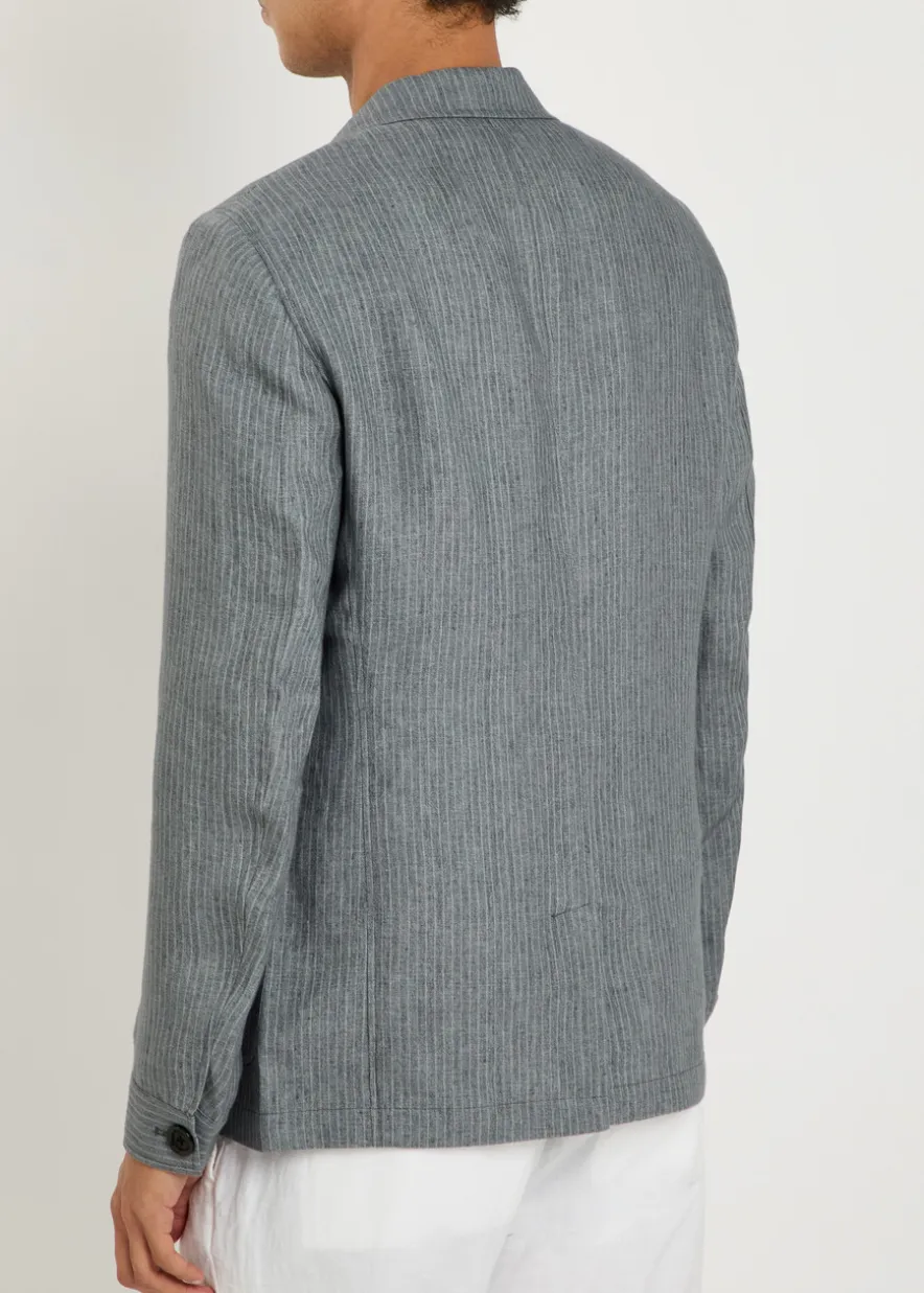 Pinstripe cotton-blend blazer