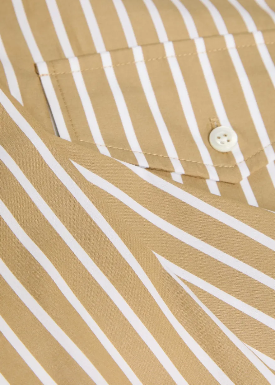 Pinstriped asymmetric cotton-poplin shirt