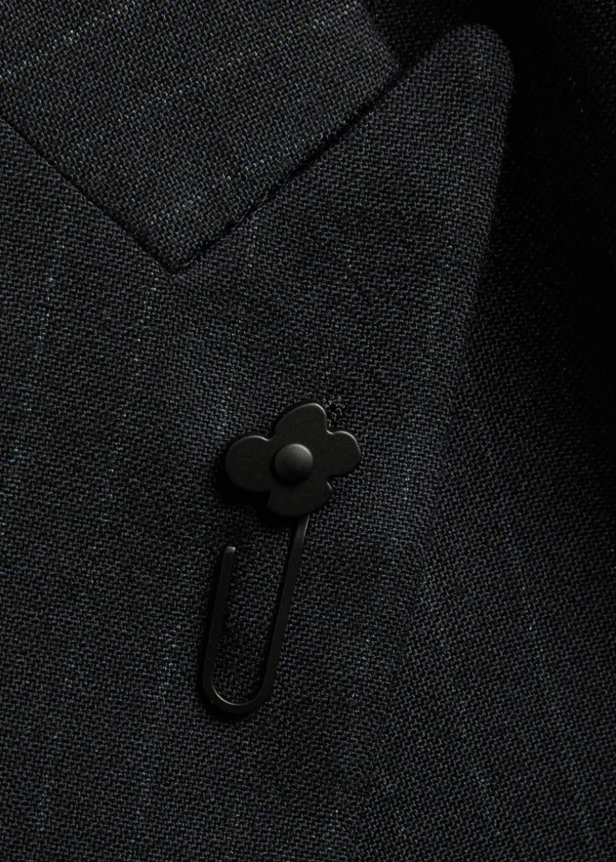 Pinstriped double-breasted wool blazer