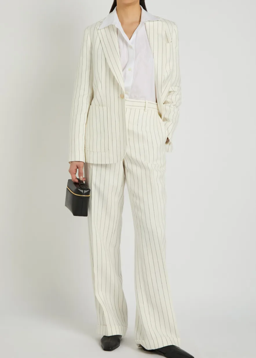 Pinstriped straight-leg trousers