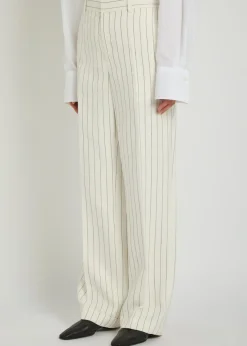 Pinstriped straight-leg trousers