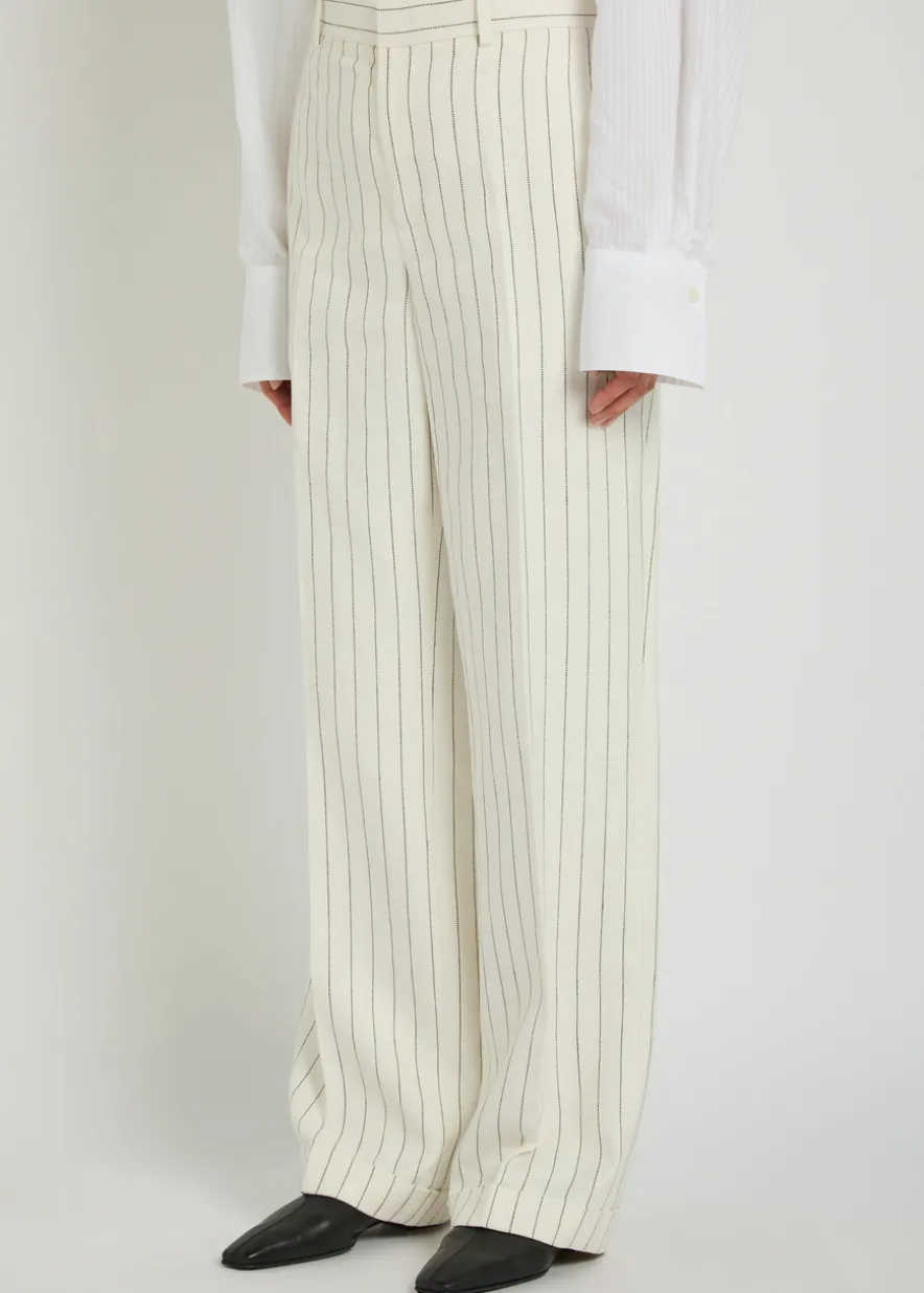 Pinstriped straight-leg trousers