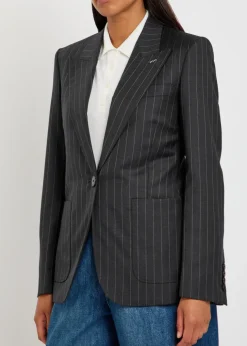 Pinstriped wool blazer